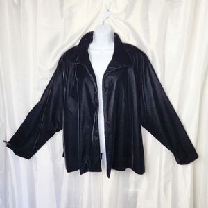 Talbots Black Velvet Jacket Blazer Open Front Cardigan Holiday Whimsigoth XL VTG